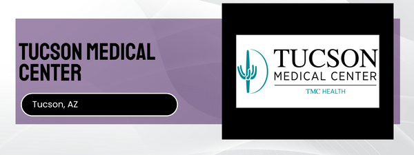 Tucson Medical Center logo and name on a purple and black background