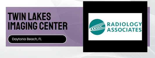 Logo of Radiology Associates on a purple background with text for Twin Lakes Imaging Center.