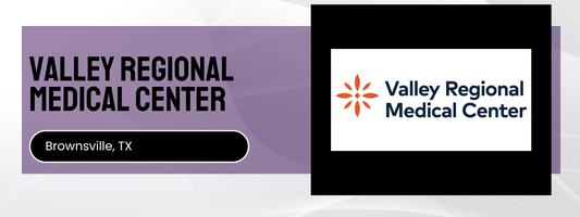 Valley Regional Medical Center logo and name on a purple and black background