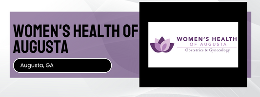 Advertisement for Women's Health of Augusta with logo and text on a purple background
