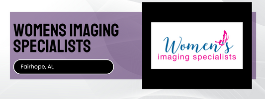 Logo and name of Women's Imaging Specialists on a purple and white background